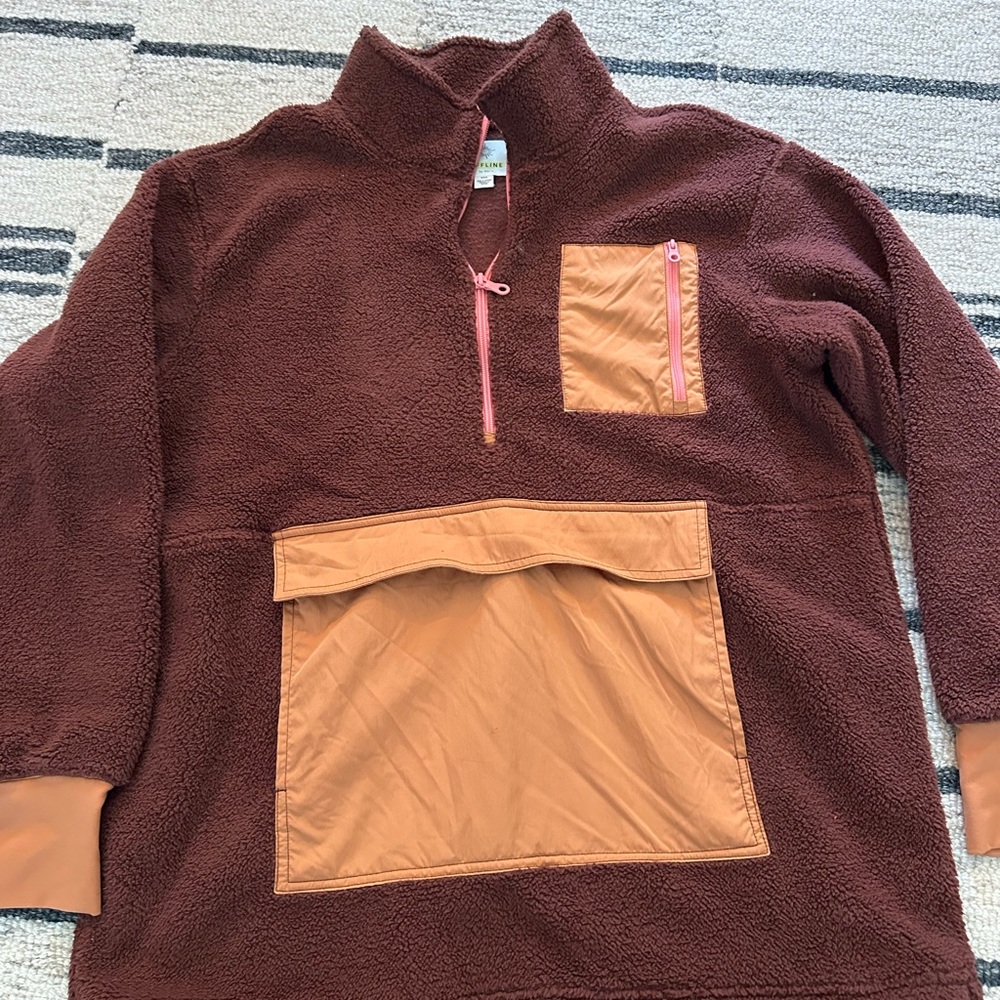 Aerie Brown and Orange Cozy Sweatshirt Hoodie